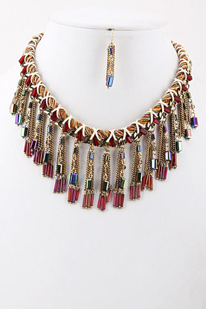 Colorful Beaded Statement Collar Necklace 5IBH19